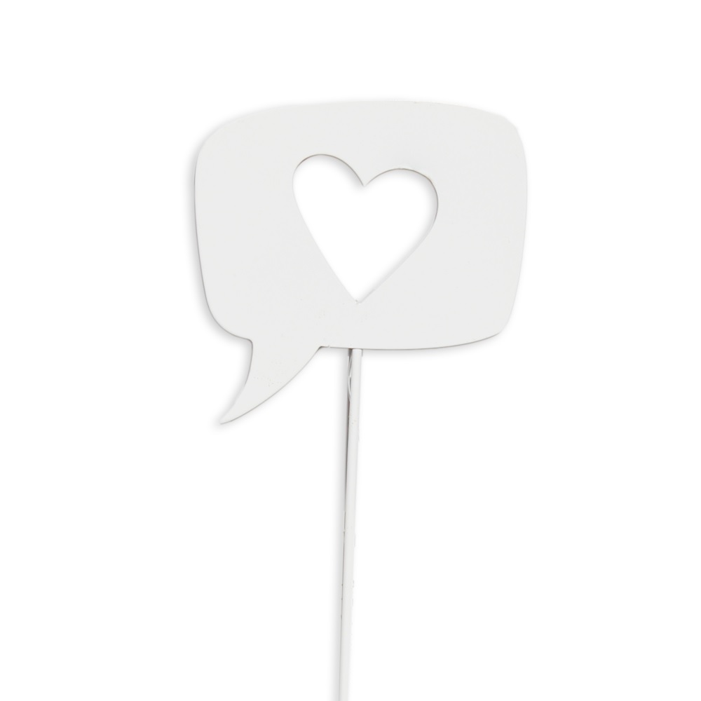 Srdce zápich plech 32cm bílá 1